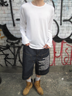 Graphic Double-Knee Denim Bermuda Shorts