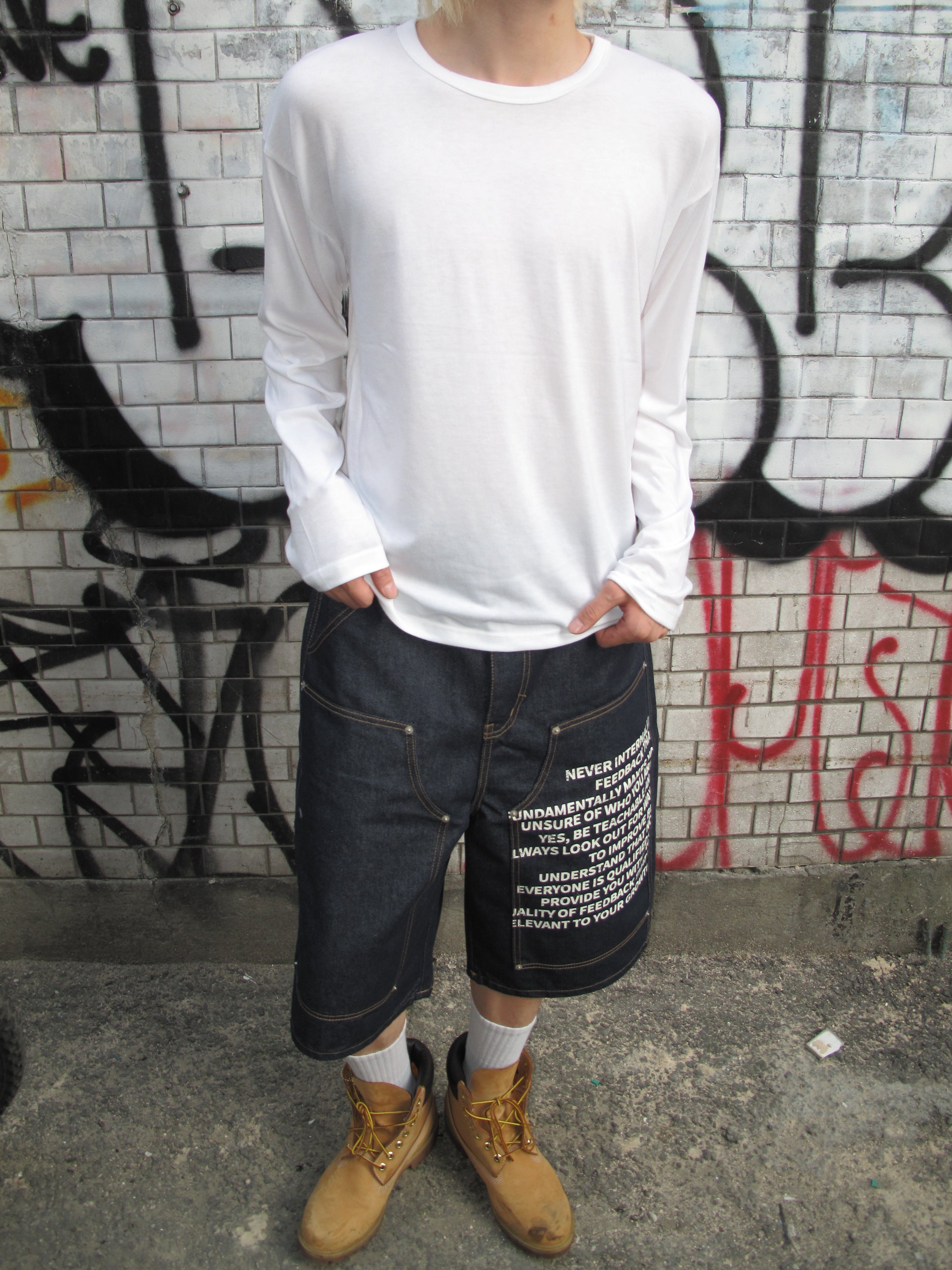 Graphic Double-Knee Denim Bermuda Shorts
