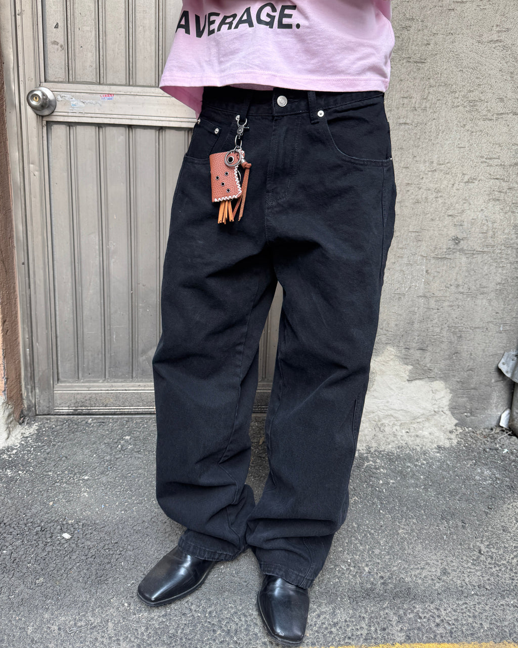Tab-Pocket Wide Denim Pants