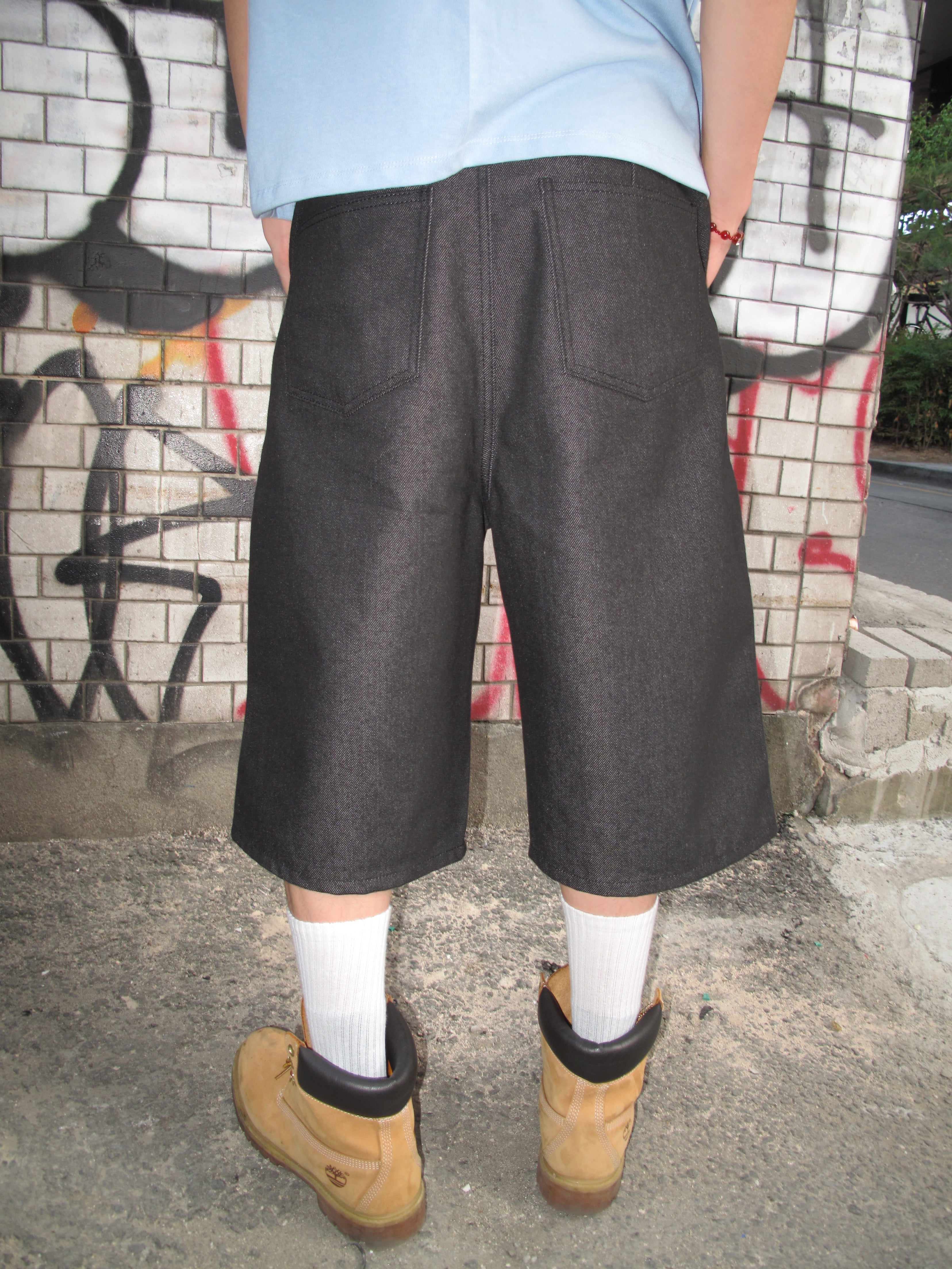 Graphic Double-Knee Denim Bermuda Shorts