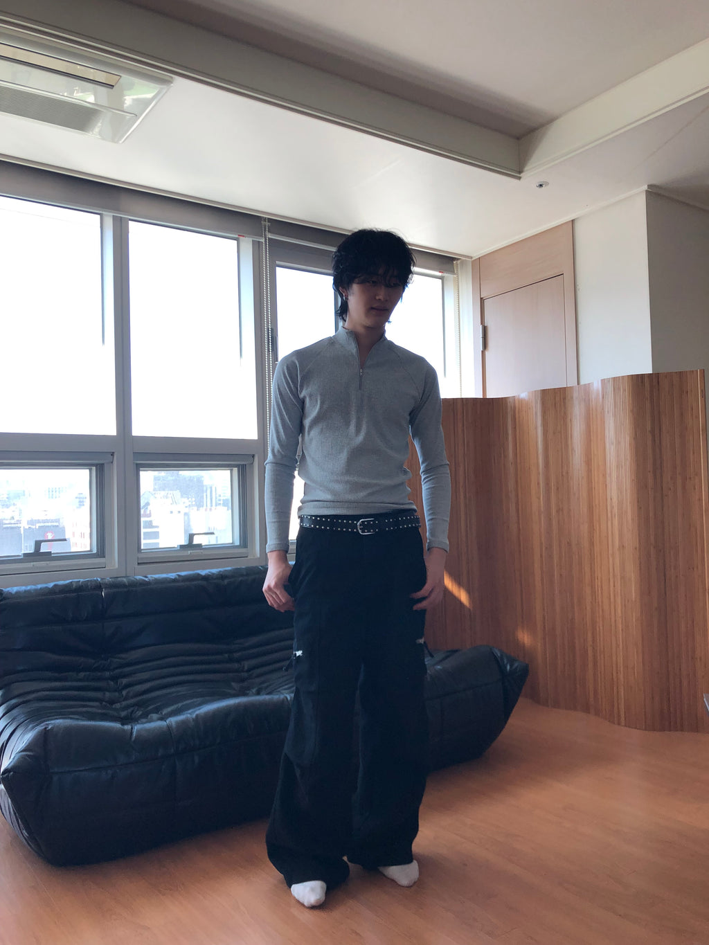 Ribbed Half‑Zip Muscle Top