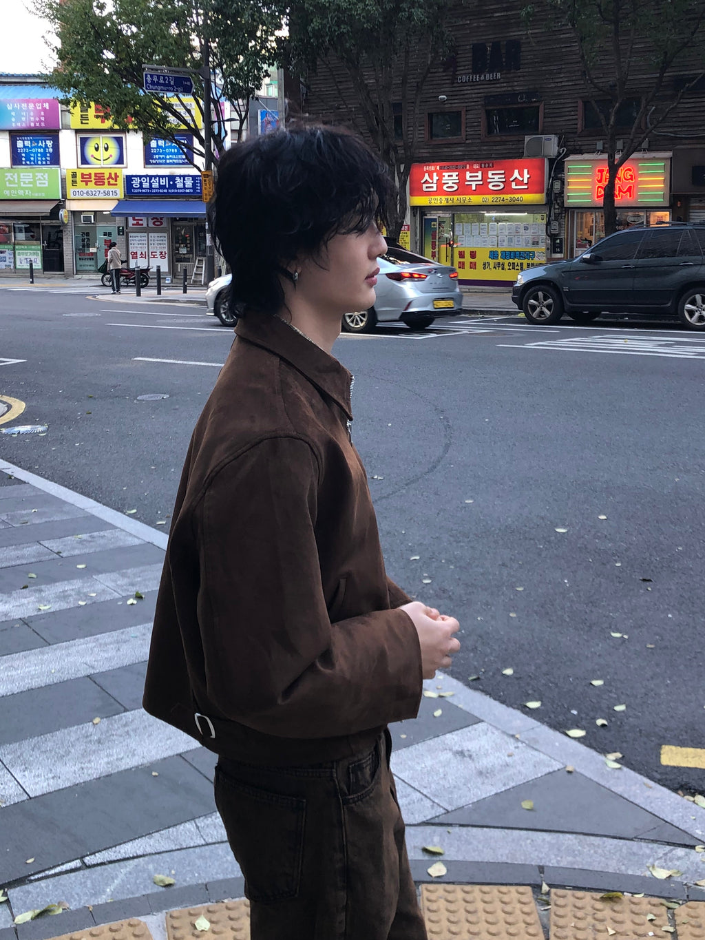 Faux Suede Cropped Zip Jacket