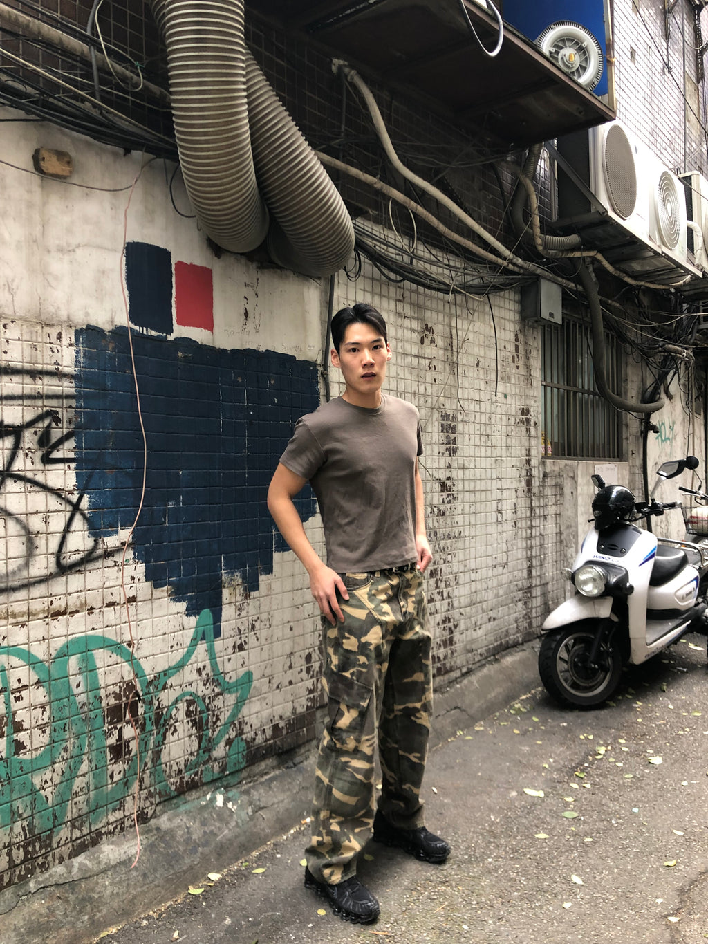 Camo Panel Wide Cargo Pants