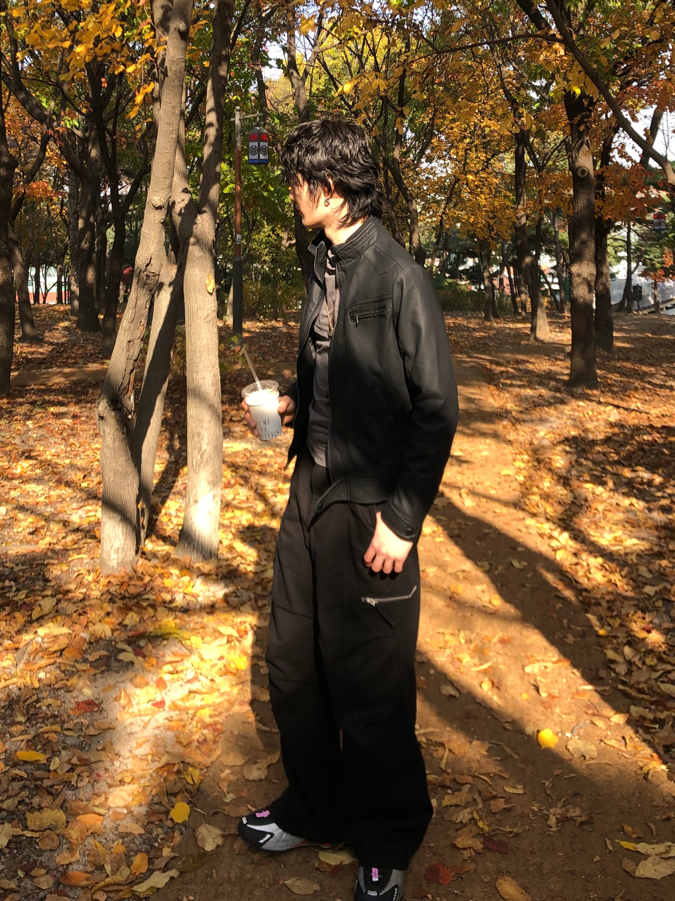 Y2k began leather biker jacket