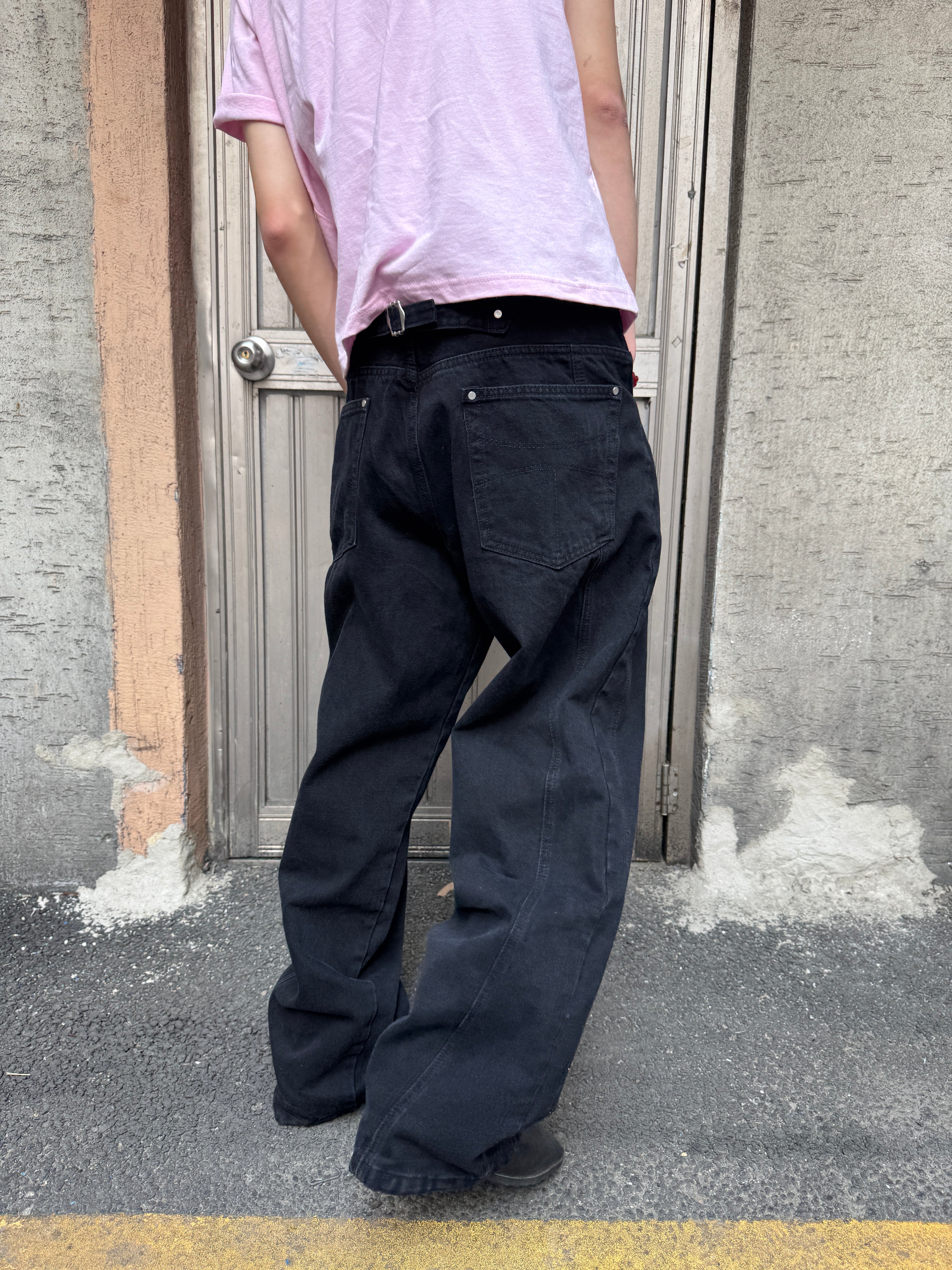 Tab-Pocket Wide Denim Pants