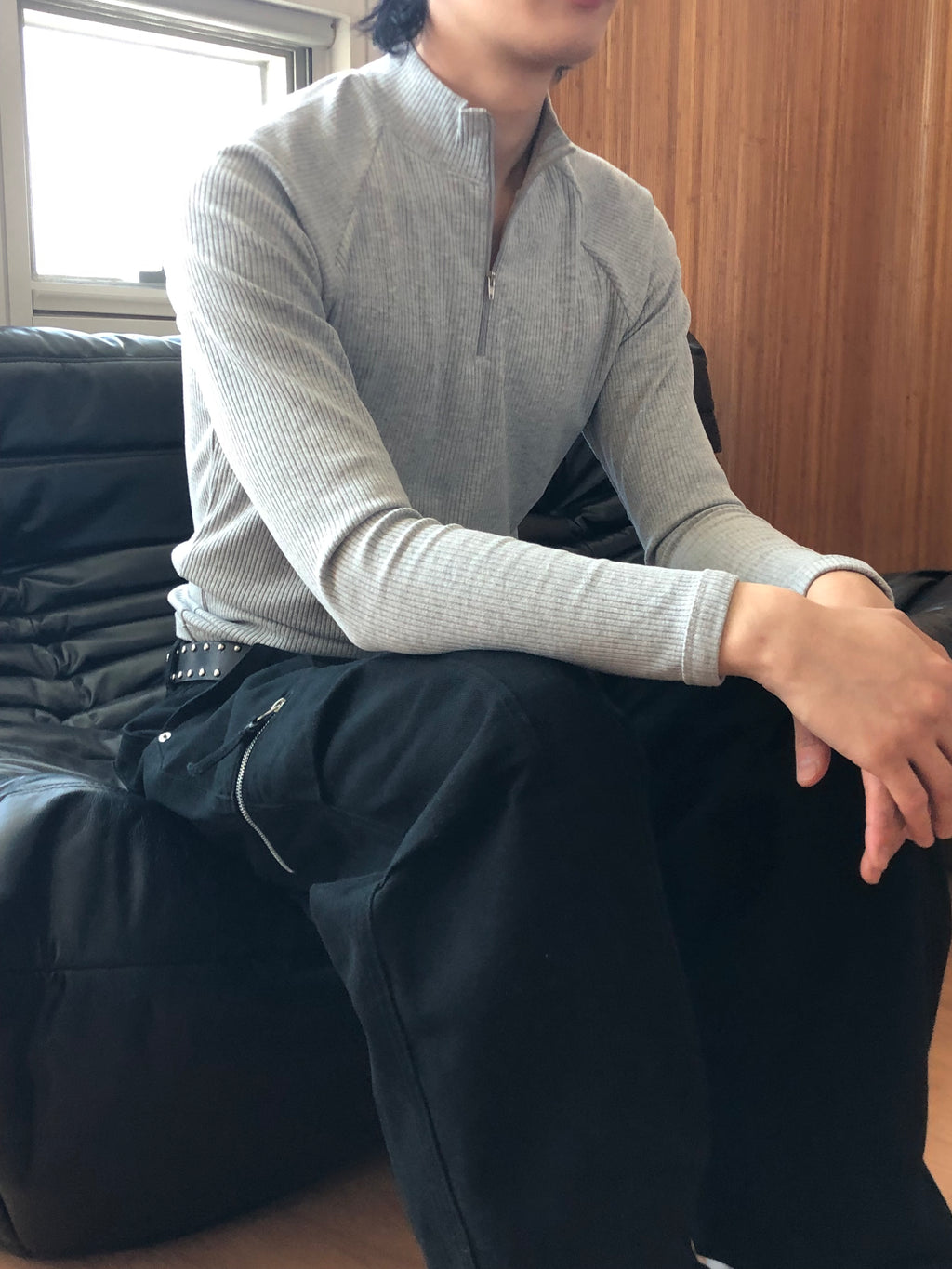 Ribbed Half‑Zip Muscle Top