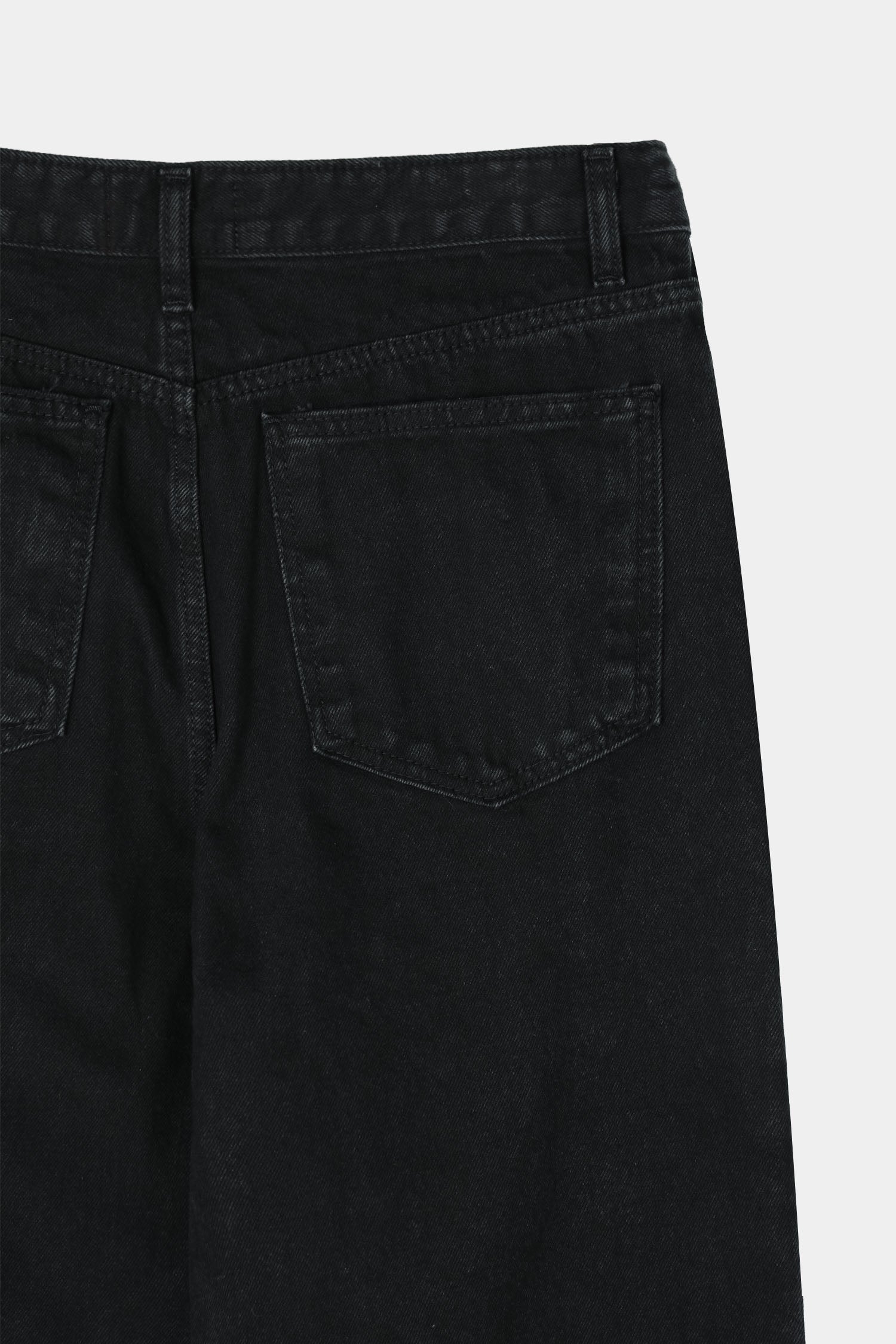 Ring-Zip Black Wide Denim Pants