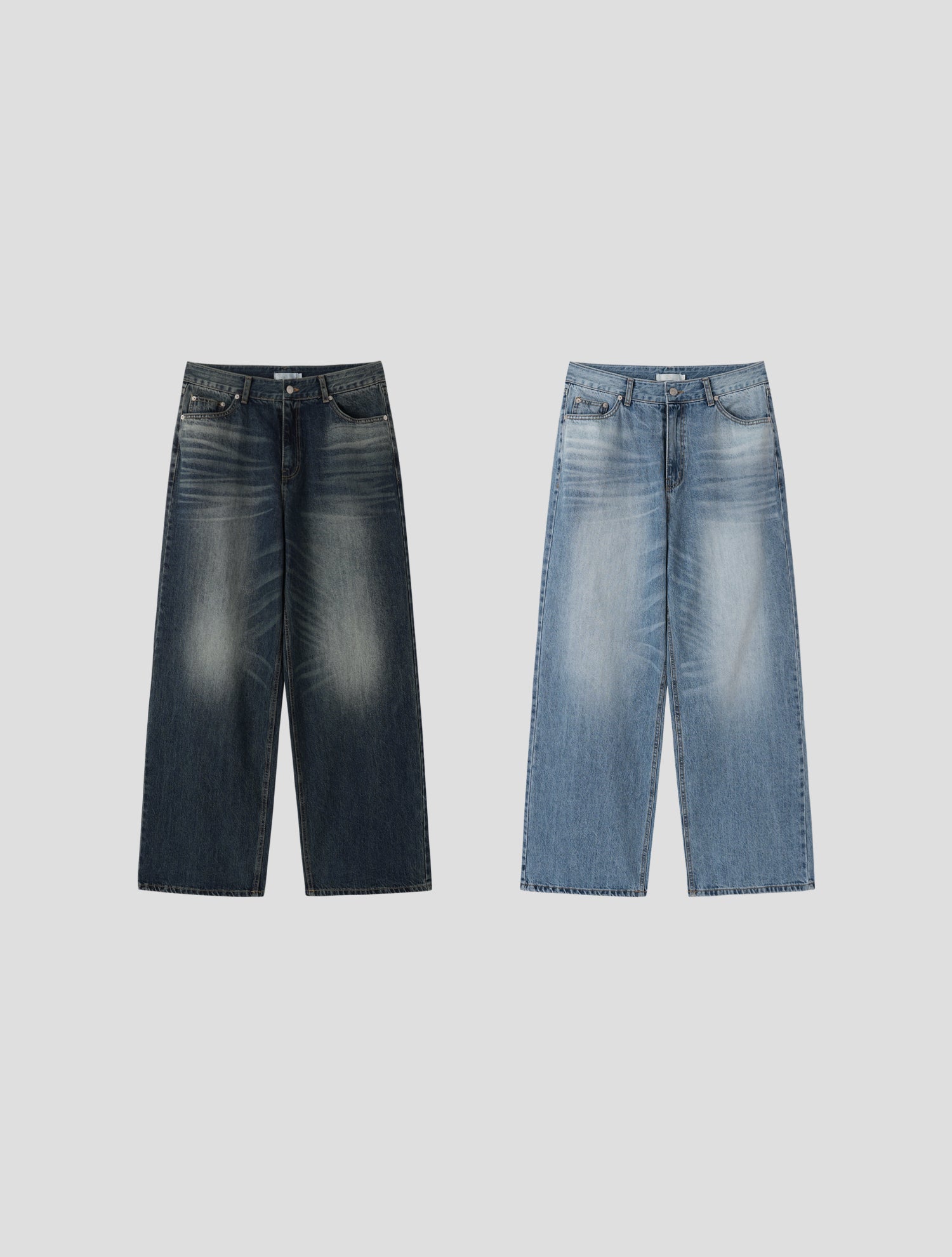 Washed Wide-Leg Denim Pants