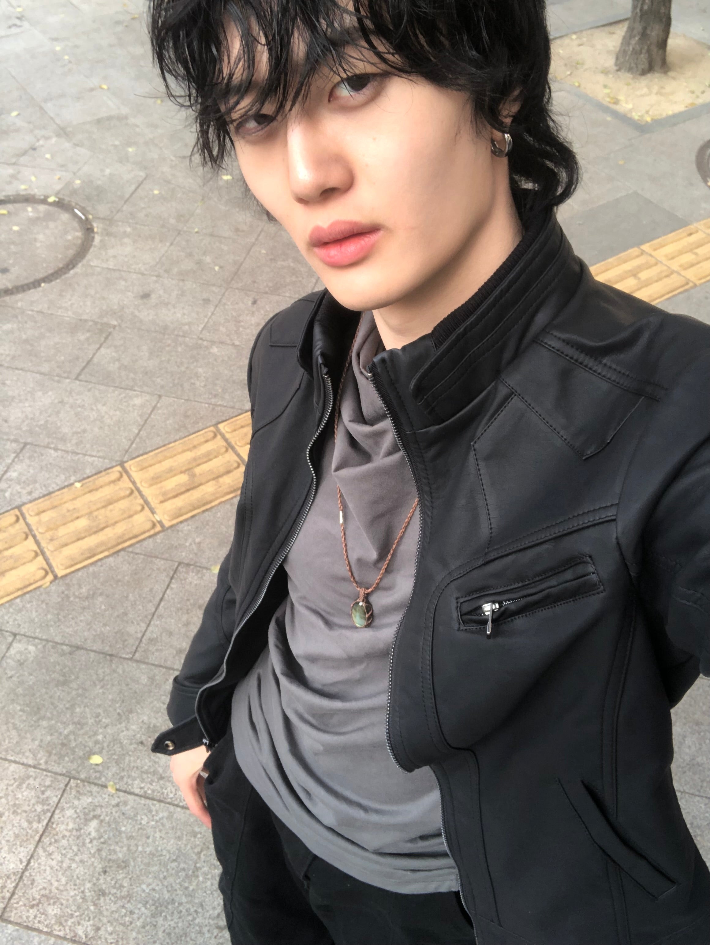 Y2k began leather biker jacket