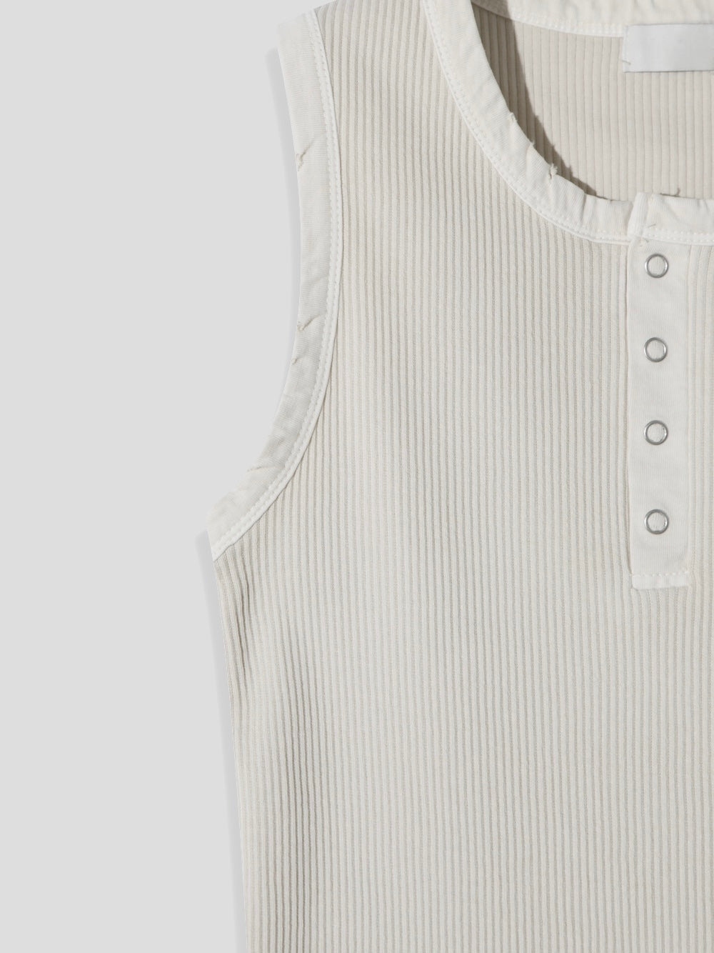 Pigment-Washed Ribbed Henley Tank Top