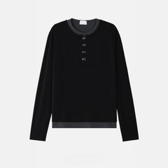 Buckle-Detail Layered Long Sleeve Top