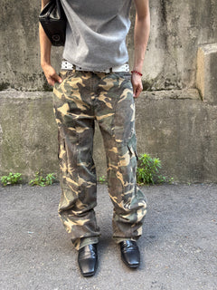 Washed Camo Panel Cargo Pants