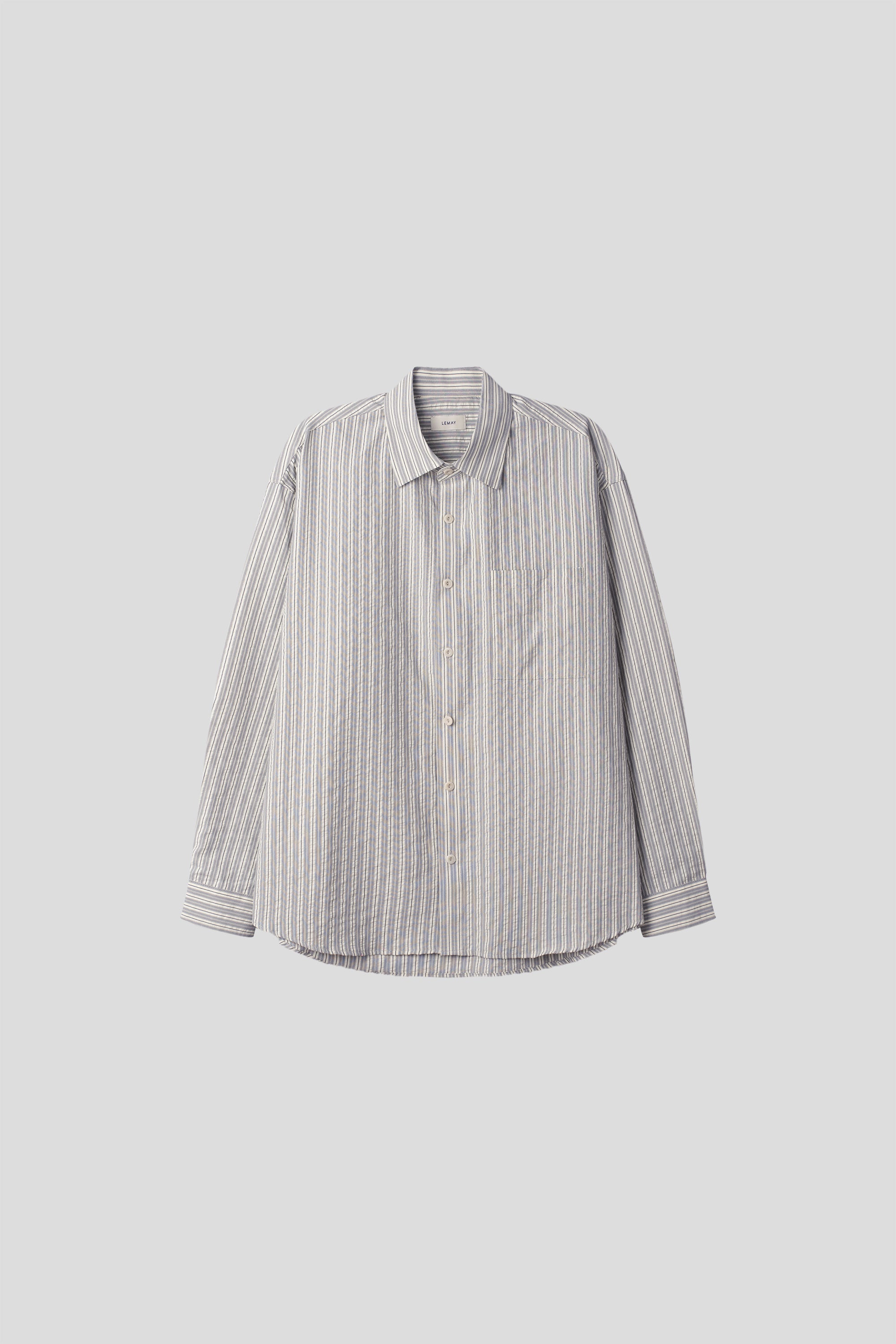 Taupe Seersucker Stripe Shirt