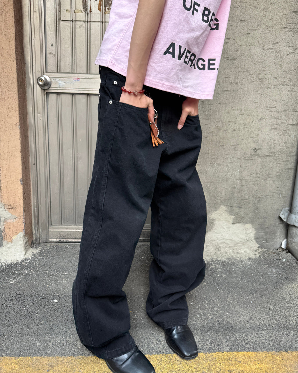 Tab-Pocket Wide Denim Pants