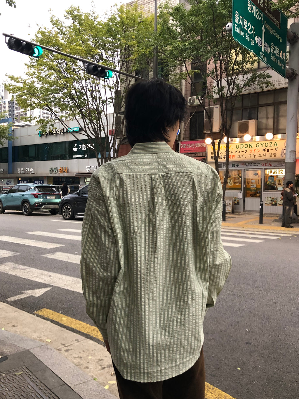 Taupe Seersucker Stripe Shirt