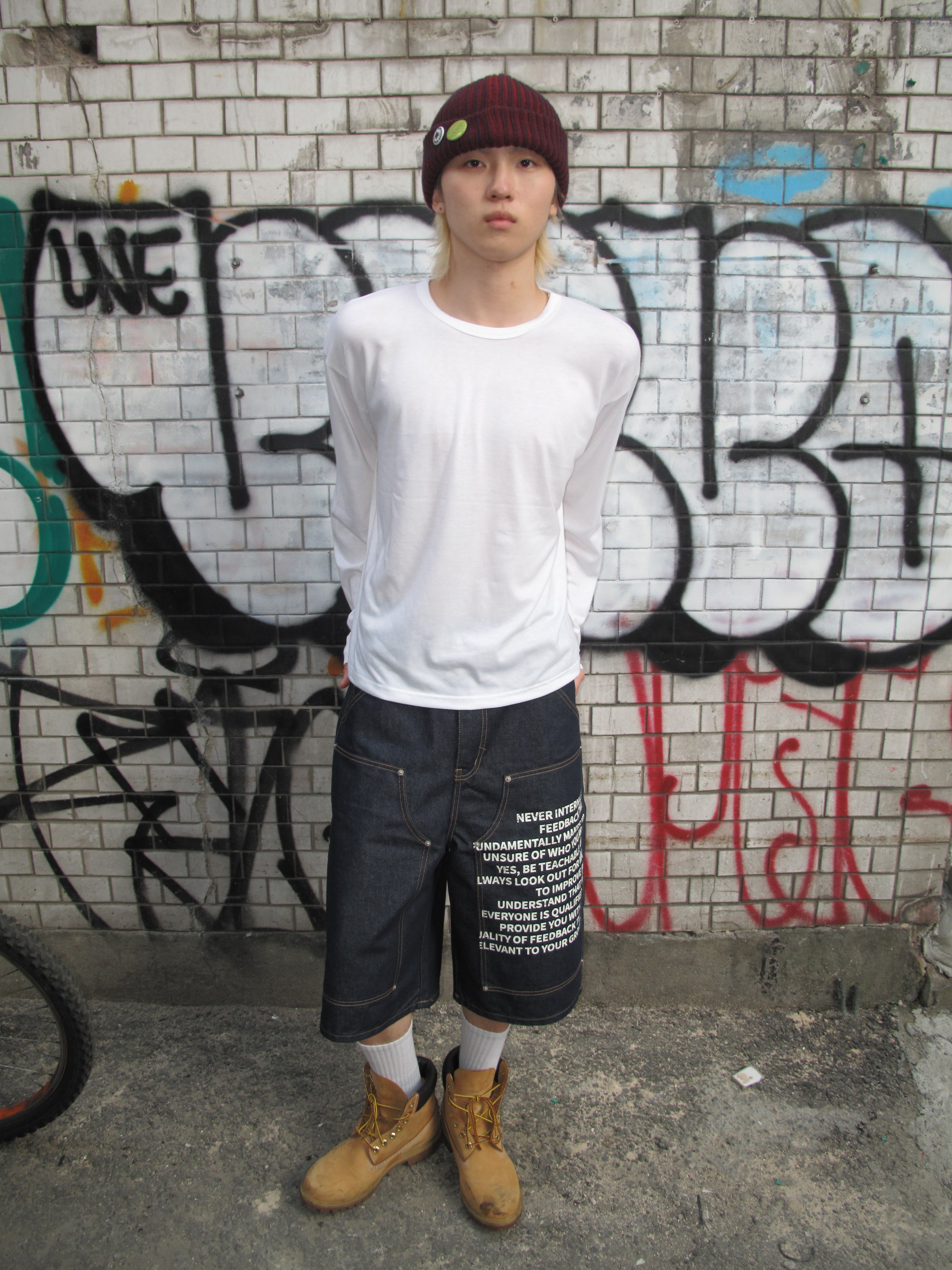 Graphic Double-Knee Denim Bermuda Shorts