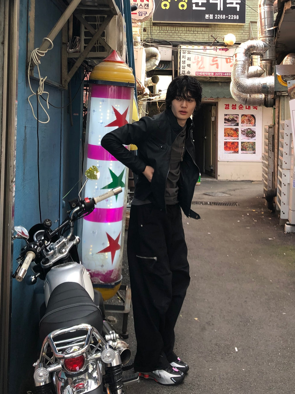 Y2k began leather biker jacket