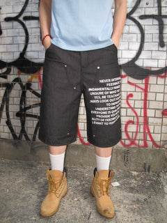 Graphic Double-Knee Denim Bermuda Shorts