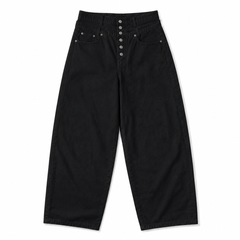 Button-Fly Layered Wide Cotton Pants