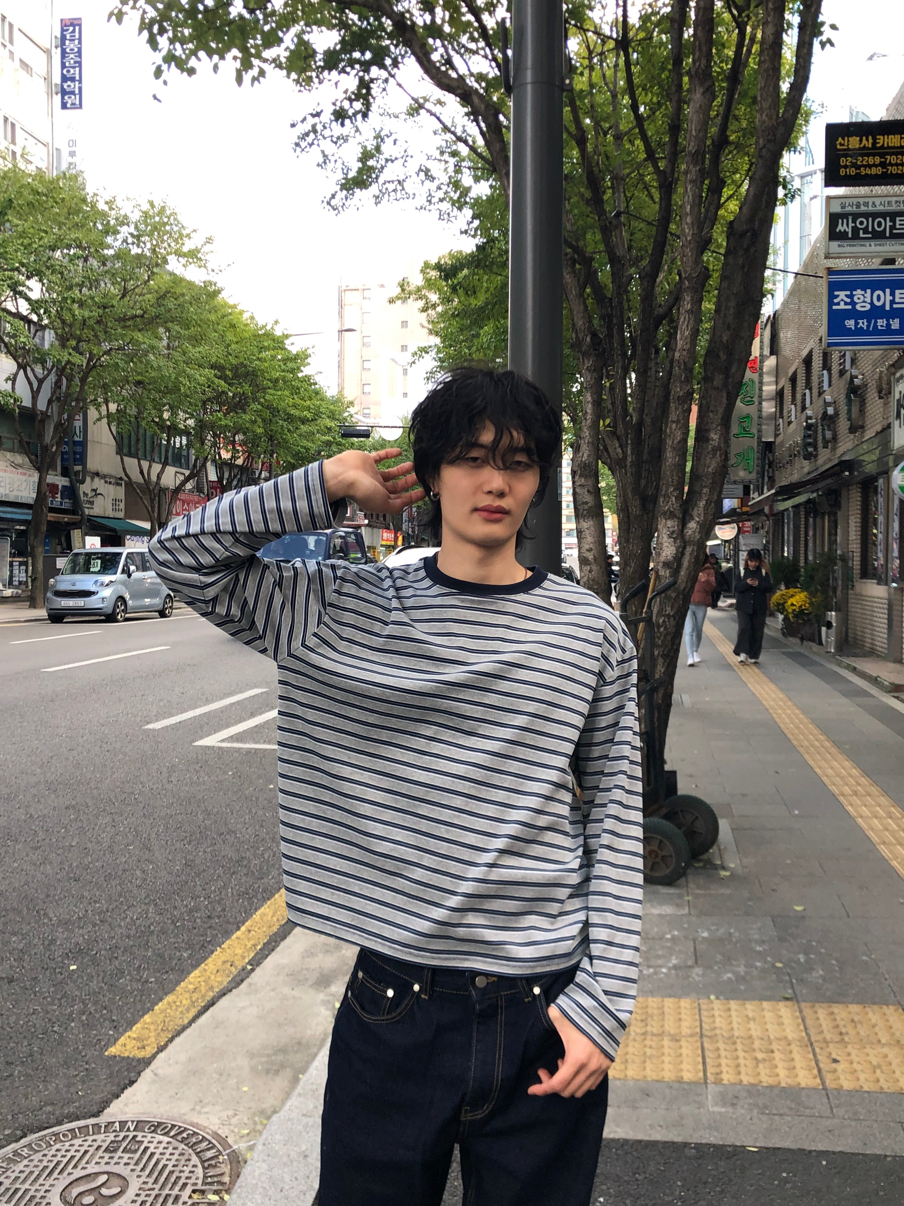 Soft Stretch Stripe Long Sleeve Tee