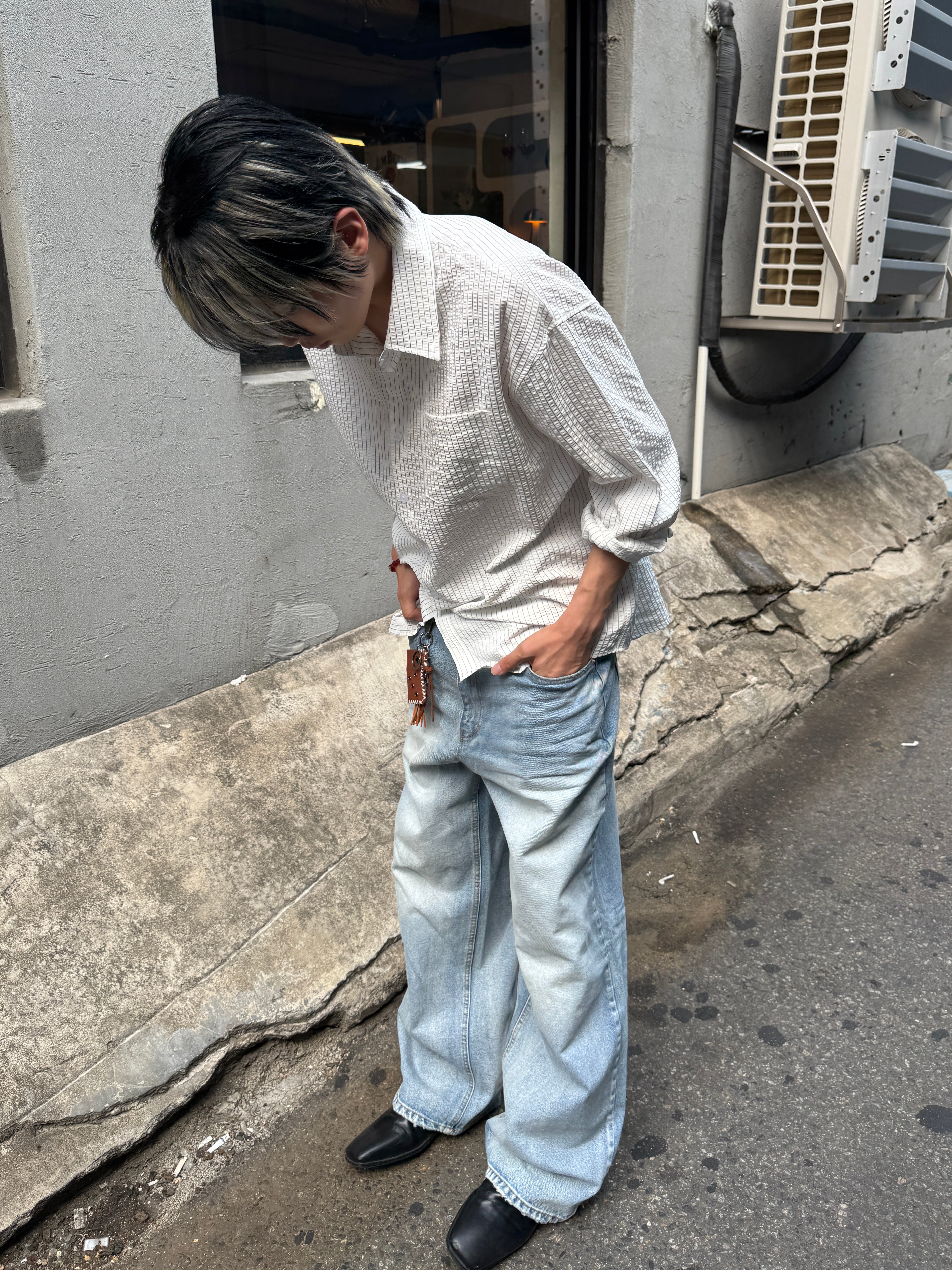 Textured Stripe Seersucker Shirt