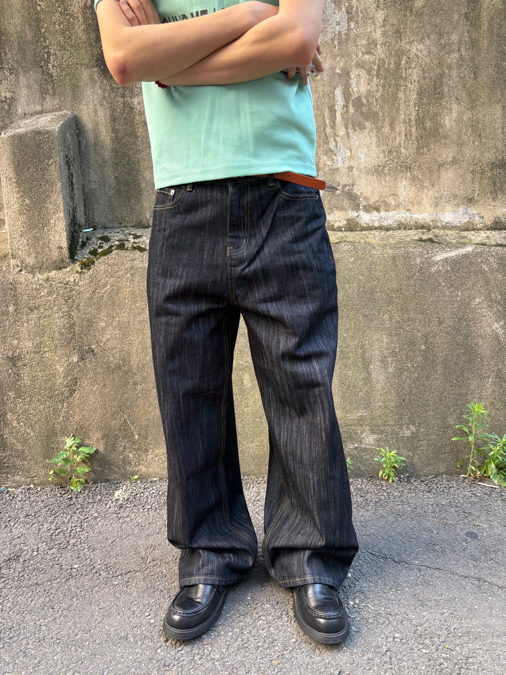 Script-Embroidered Selvedge Jeans