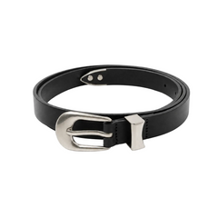 Western Curve-Buckle Leather Belt