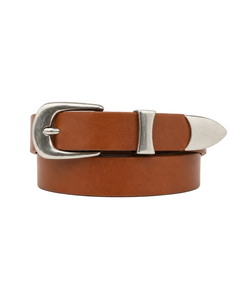 Western Curve-Buckle Leather Belt