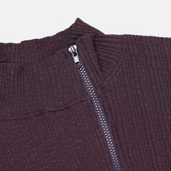 Ribbed Mock-Neck Zip Knit Top
