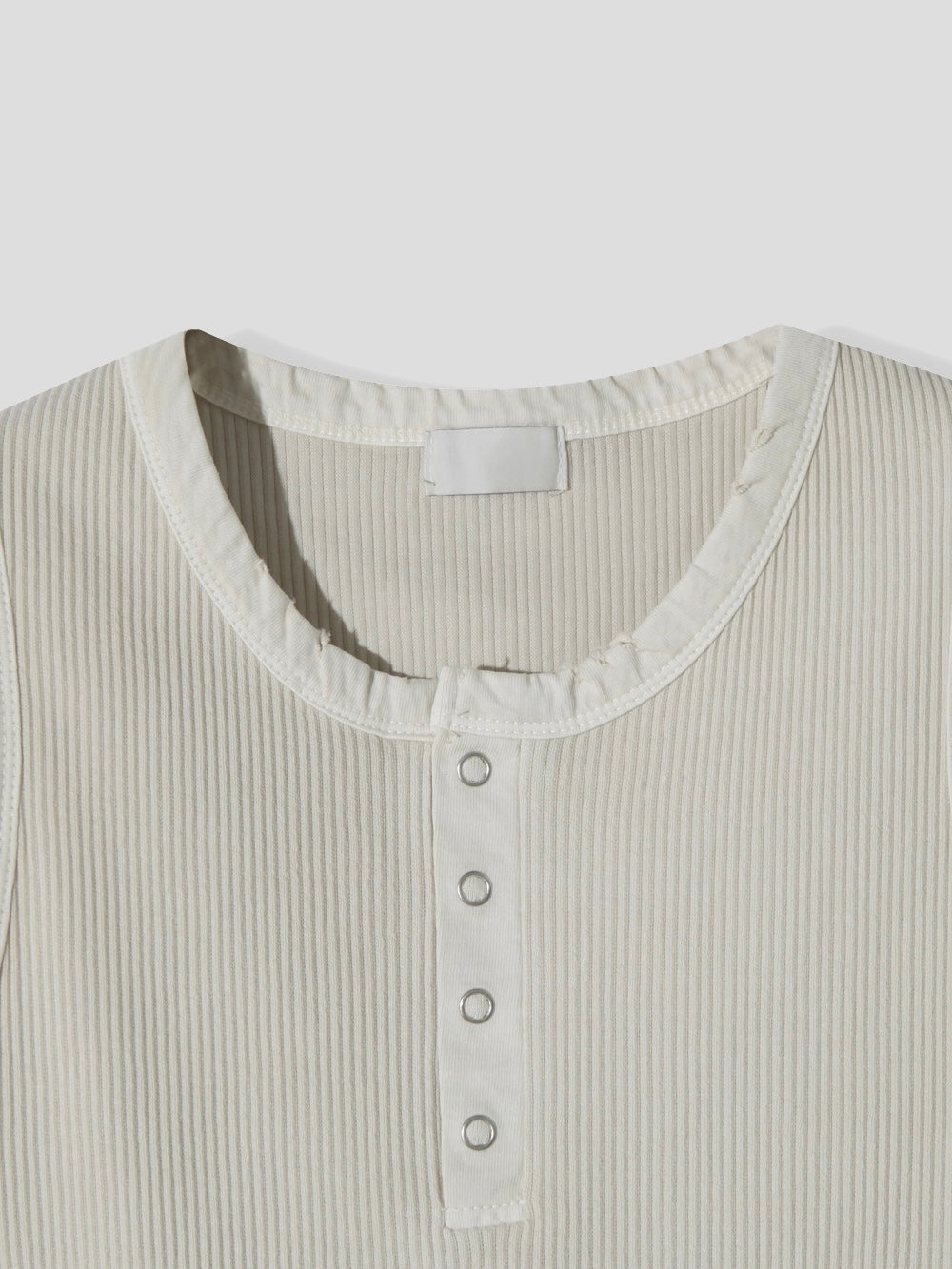 Pigment-Washed Ribbed Henley Tank Top