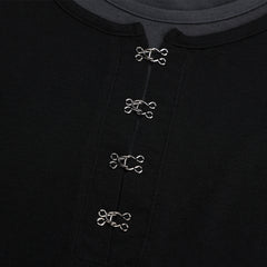 Buckle-Detail Layered Long Sleeve Top