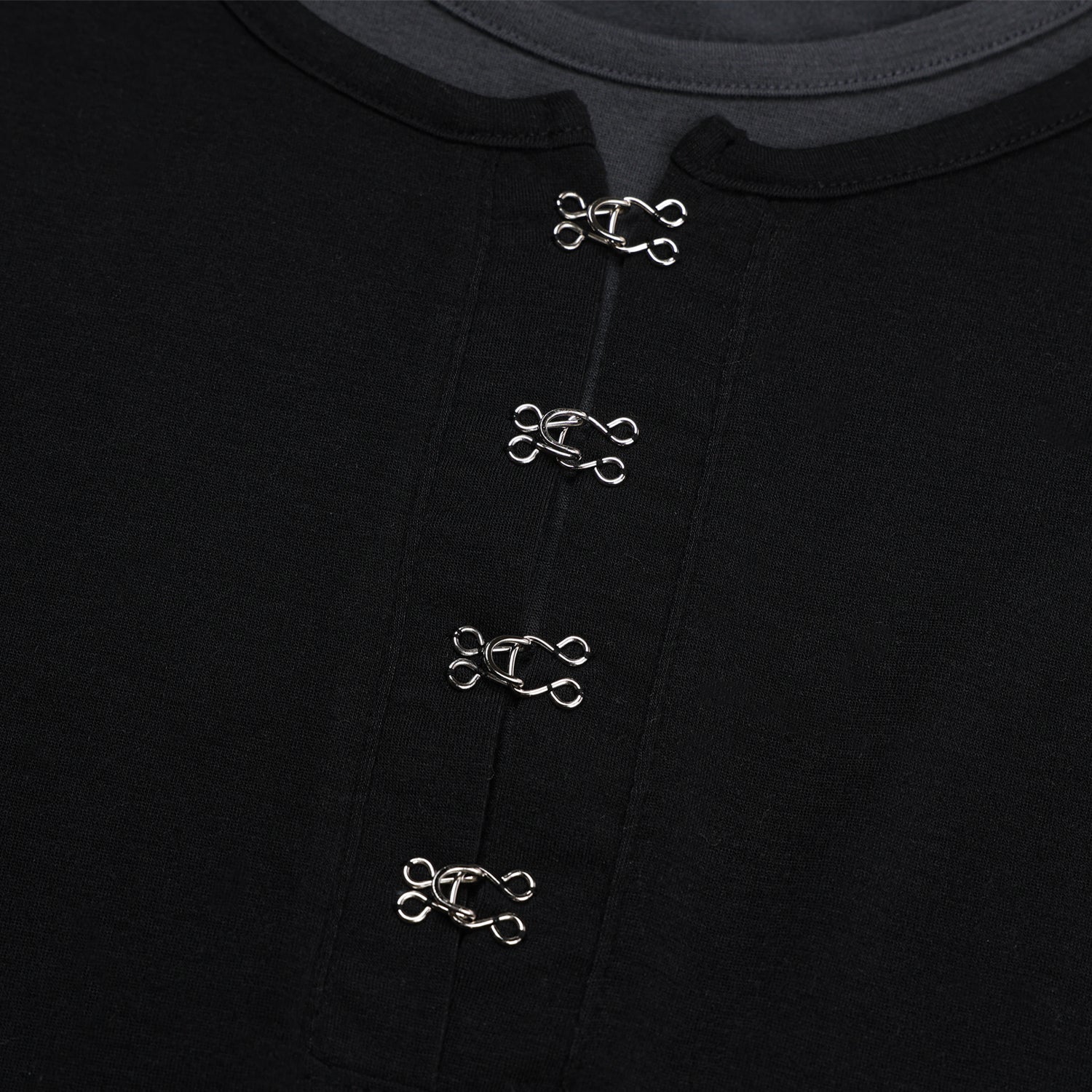 Buckle-Detail Layered Long Sleeve Top
