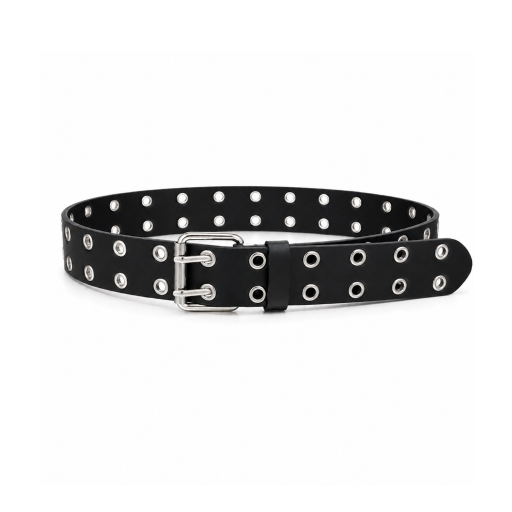 Double-Prong Eyelet Leather Belt