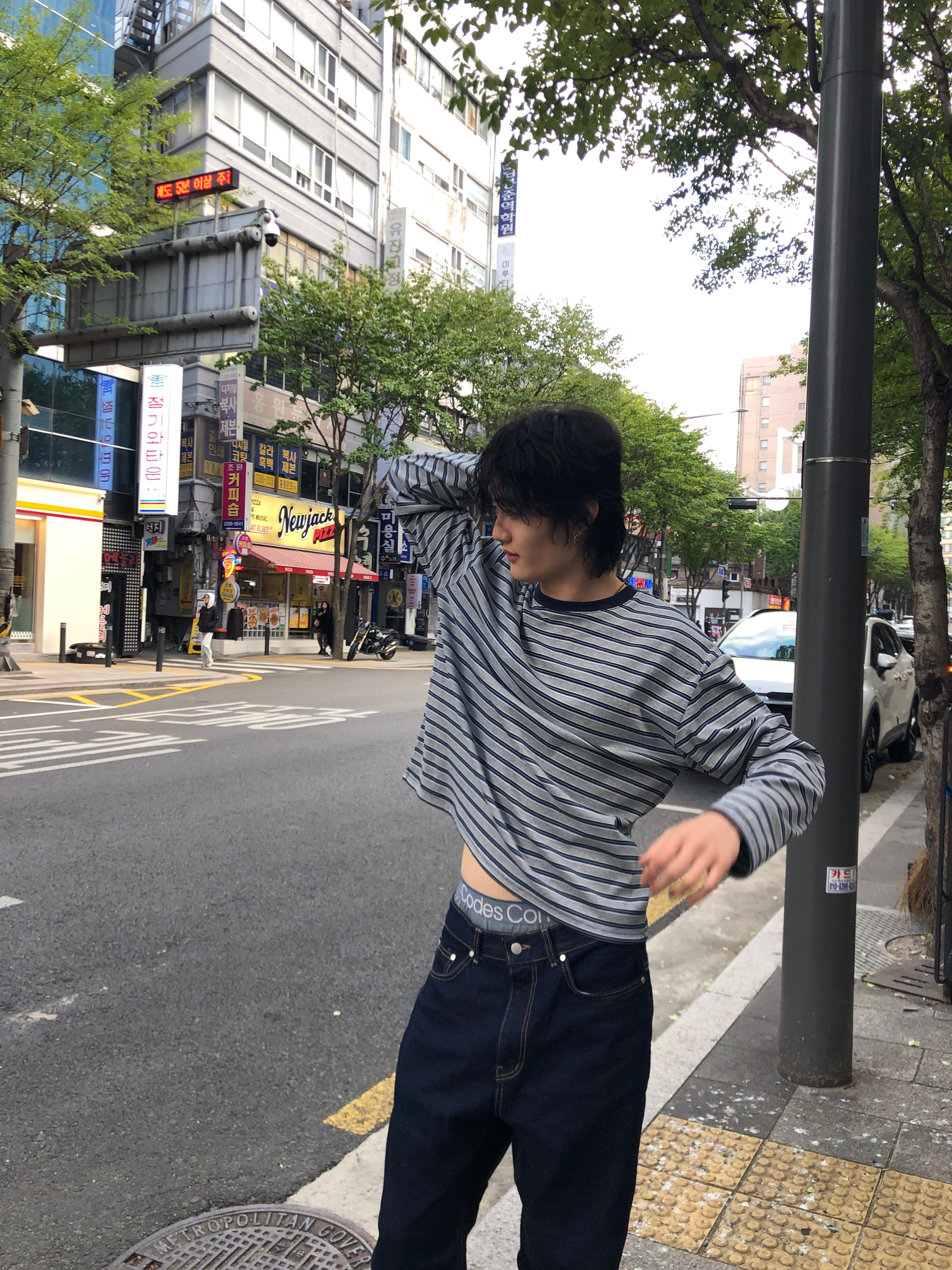 Soft Stretch Stripe Long Sleeve Tee