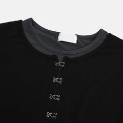 Buckle-Detail Layered Long Sleeve Top
