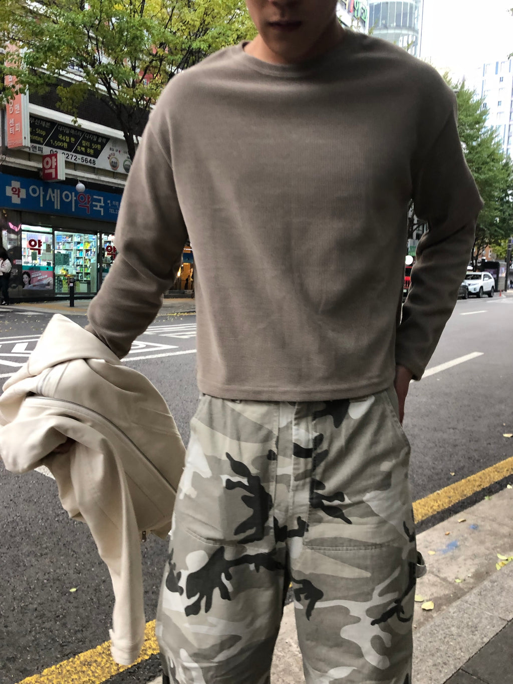 Waffle Knit Crop Long Sleeve