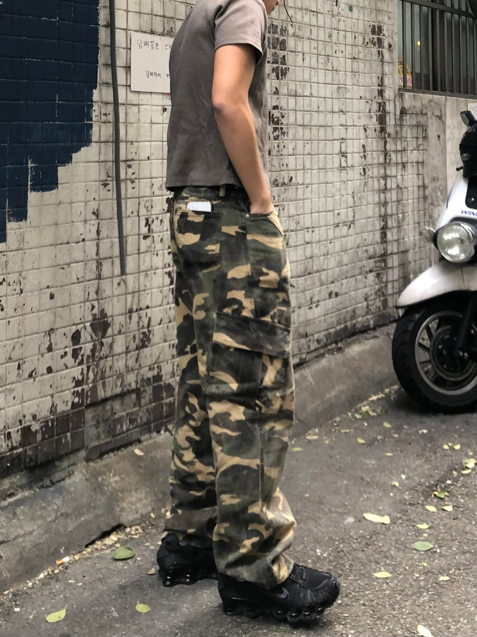 Camo Panel Wide Cargo Pants