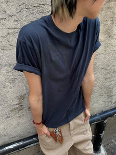 001 Crack Graphic Semi-Crop T-Shirt
