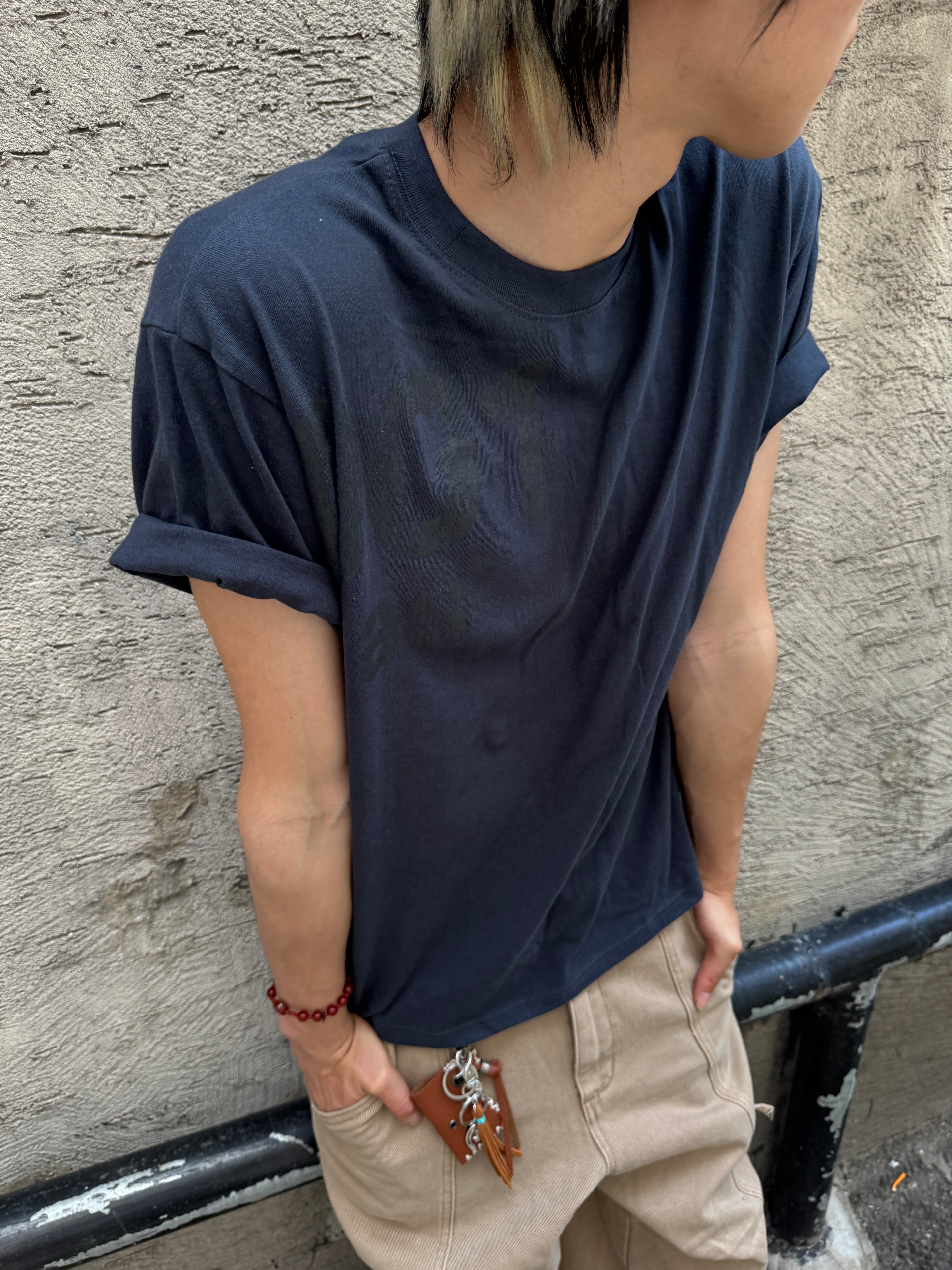 001 Crack Graphic Semi-Crop T-Shirt