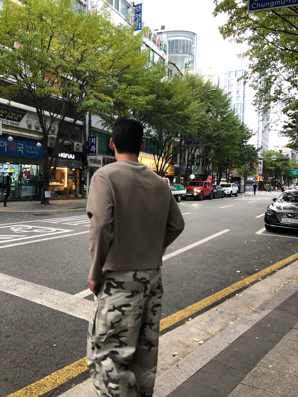 Waffle Knit Crop Long Sleeve