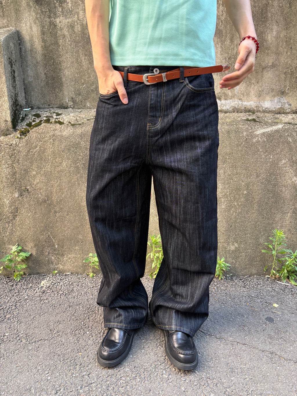 Script-Embroidered Selvedge Jeans