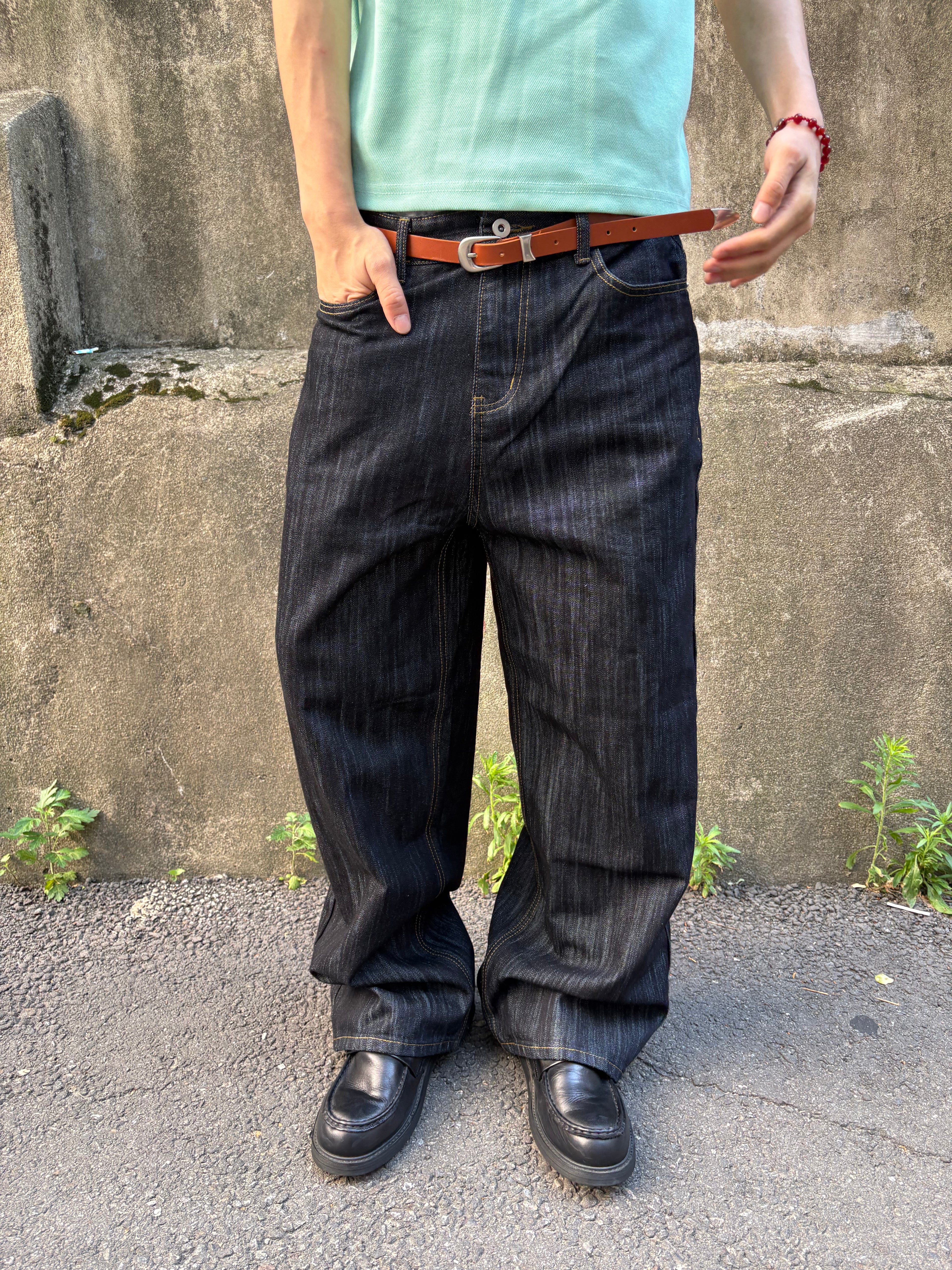 Script-Embroidered Selvedge Jeans