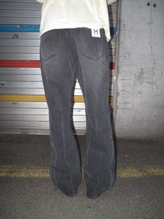 Distressed Washed Black Wide-Flare Jeans