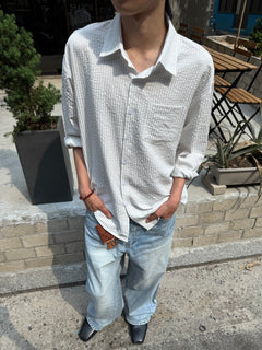 Textured Stripe Seersucker Shirt