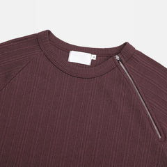 Side-Zip Ribbed Short Sleeve Knit Top