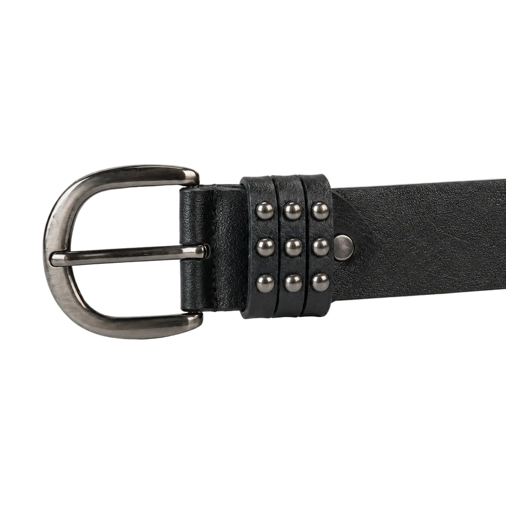 Double-Row Studded Black Belt
