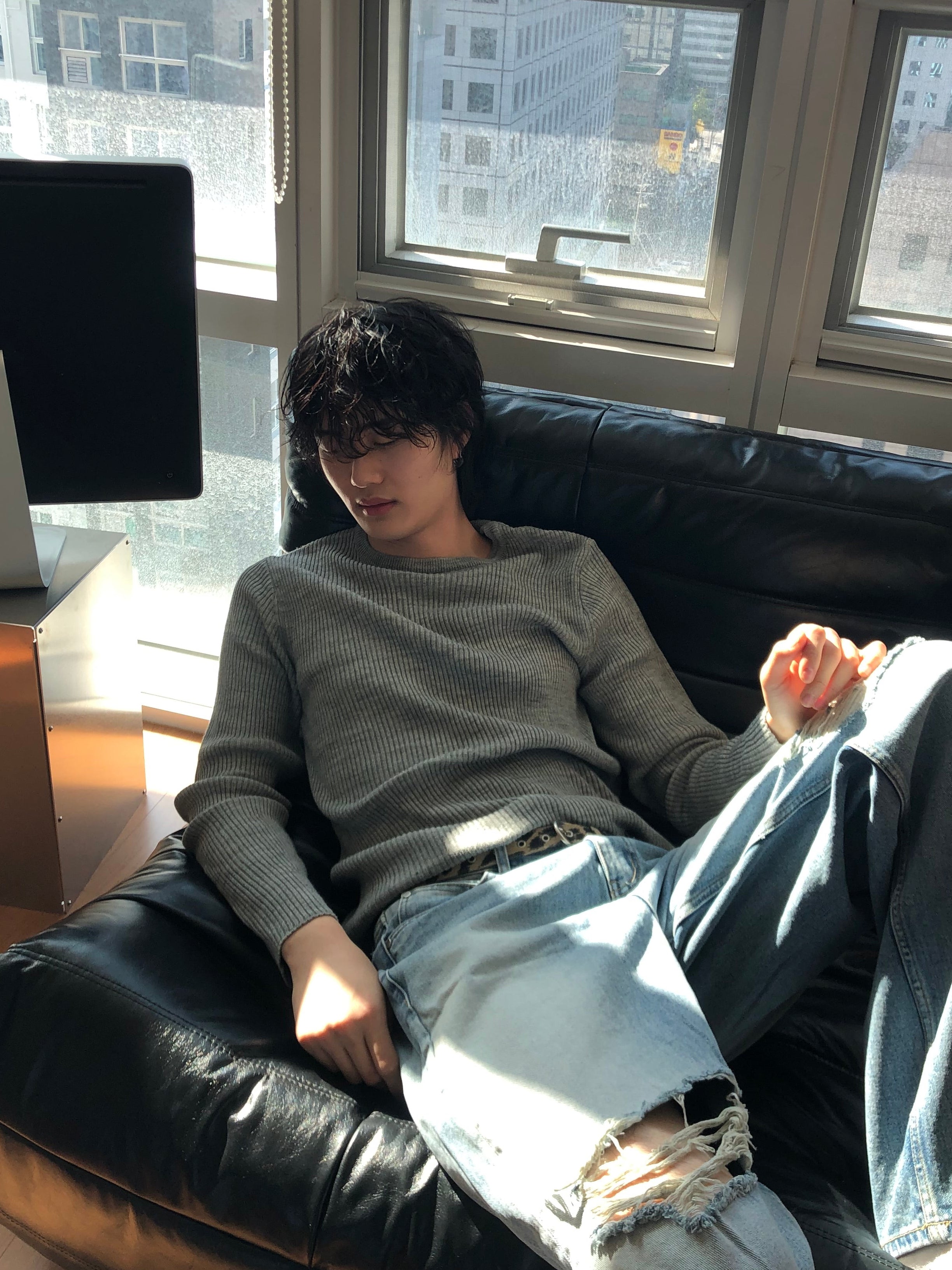 Ribbed Wool‑Blend Knit Sweater