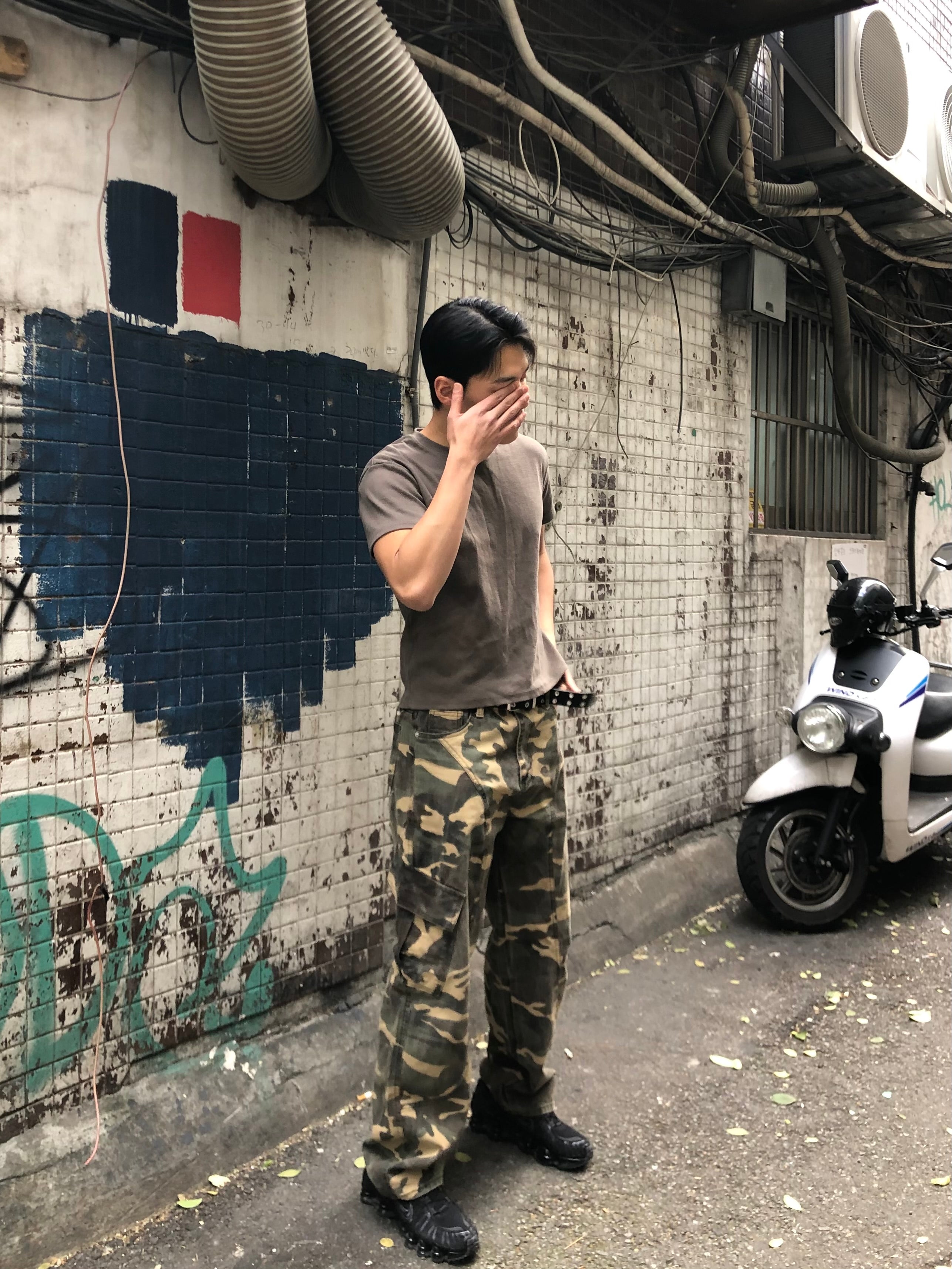 Camo Panel Wide Cargo Pants