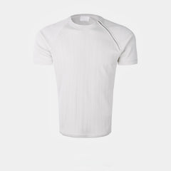 Side-Zip Ribbed Short Sleeve Knit Top