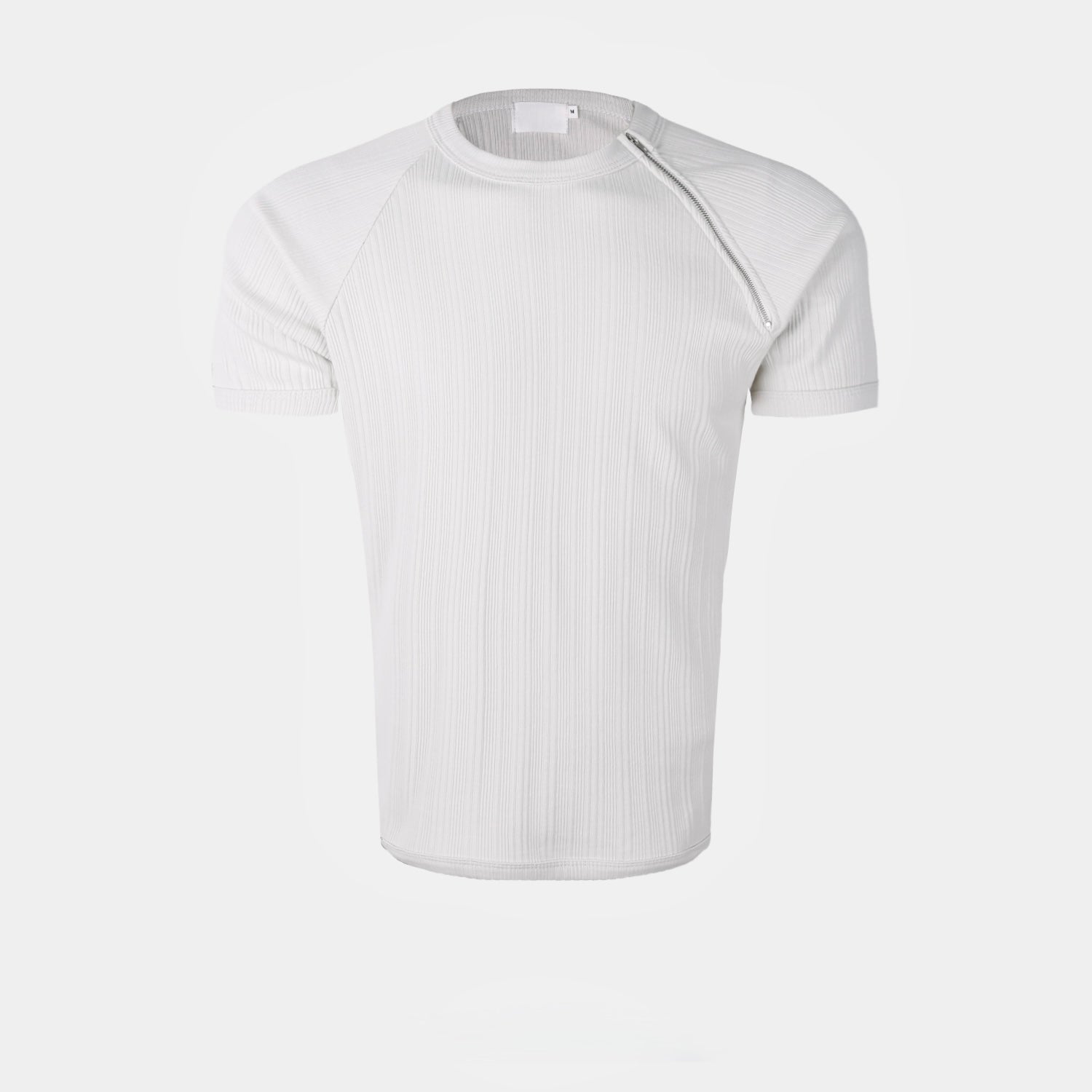 Side-Zip Ribbed Short Sleeve Knit Top